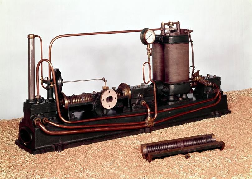 Historic Parsons steam turbine generator from 1884